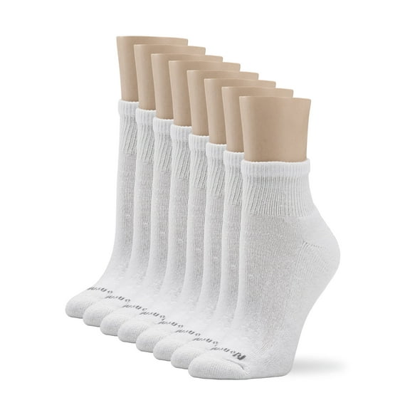 No nonsense Women's Cushioned Quarter Top Socks 8 Pair Pack, White, One Size