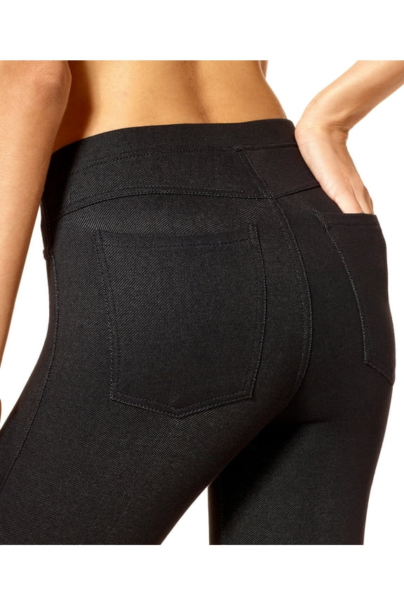 Women's Stretch Denim Leggings, Black, Large