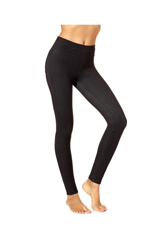 Women's Stretch Denim Leggings, Black, Small
