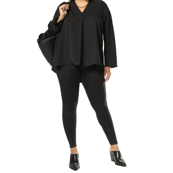 No Nonsense Women's Great Shapes Cotton Shaping Leggings 1 Pair Pack Black 1X