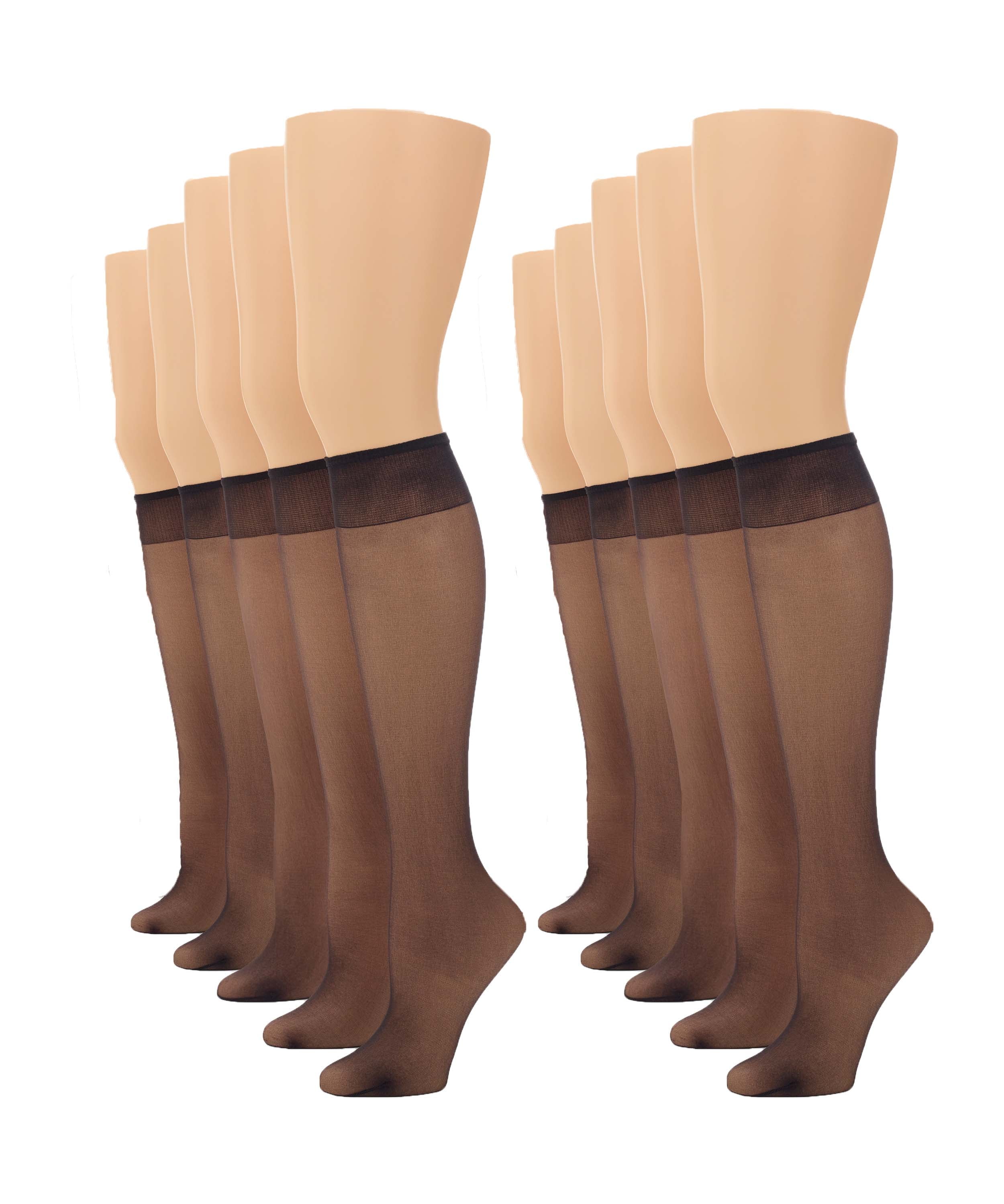 No nonsense Women's Sheer Knee Highs with Comfort Top 8 Pair