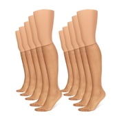 No Nonsense Womens Sheer Knee Highs With Reinforced Toe Value 10 Pair Pack, Tan, One Size