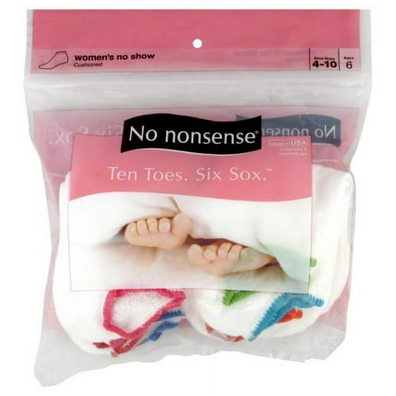 No Nonsense, Women's, No Show, Black Socks - 6 ct
