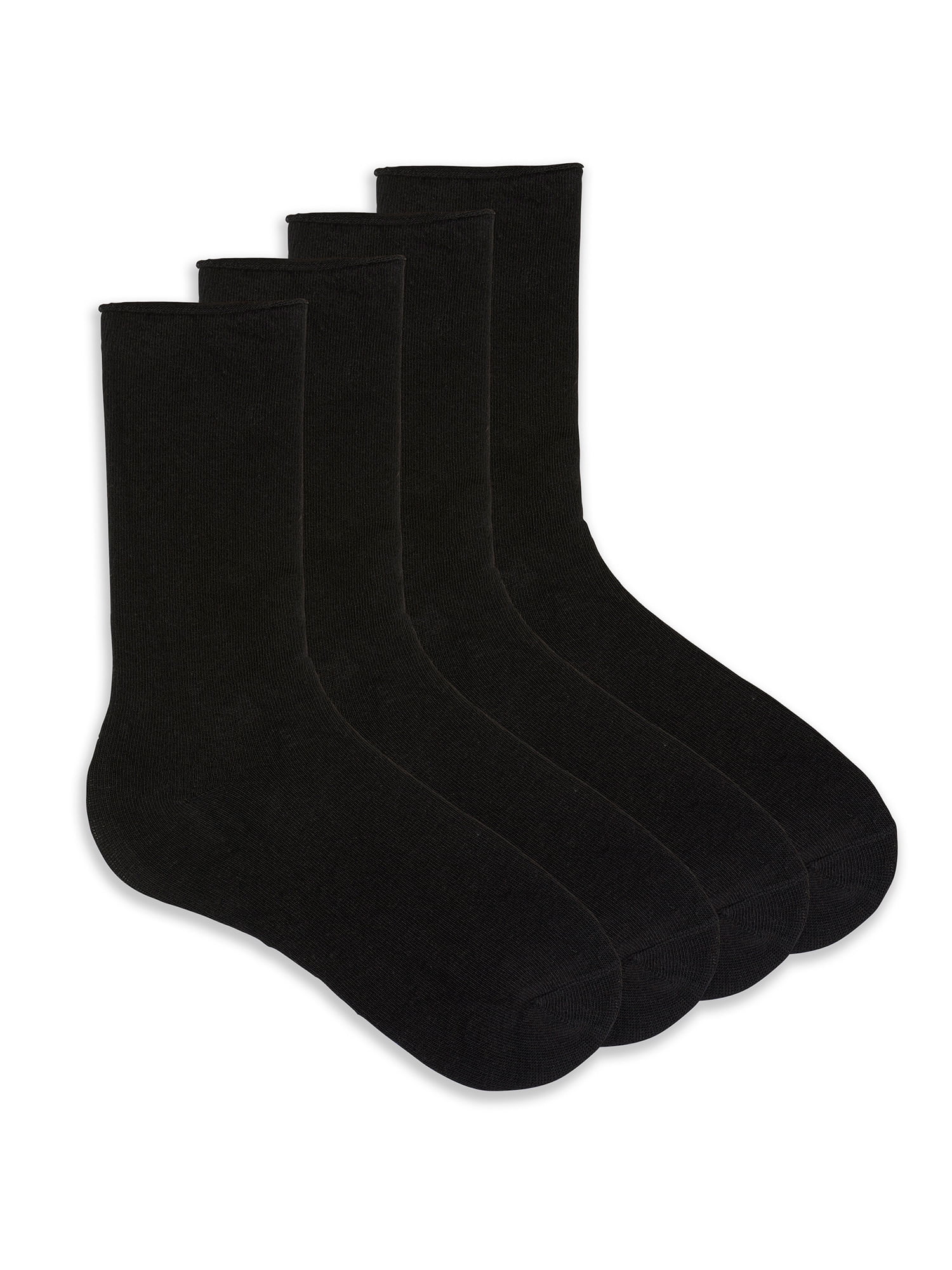No Nonsense Women's Roll Top Crew Sock, 4 Pack