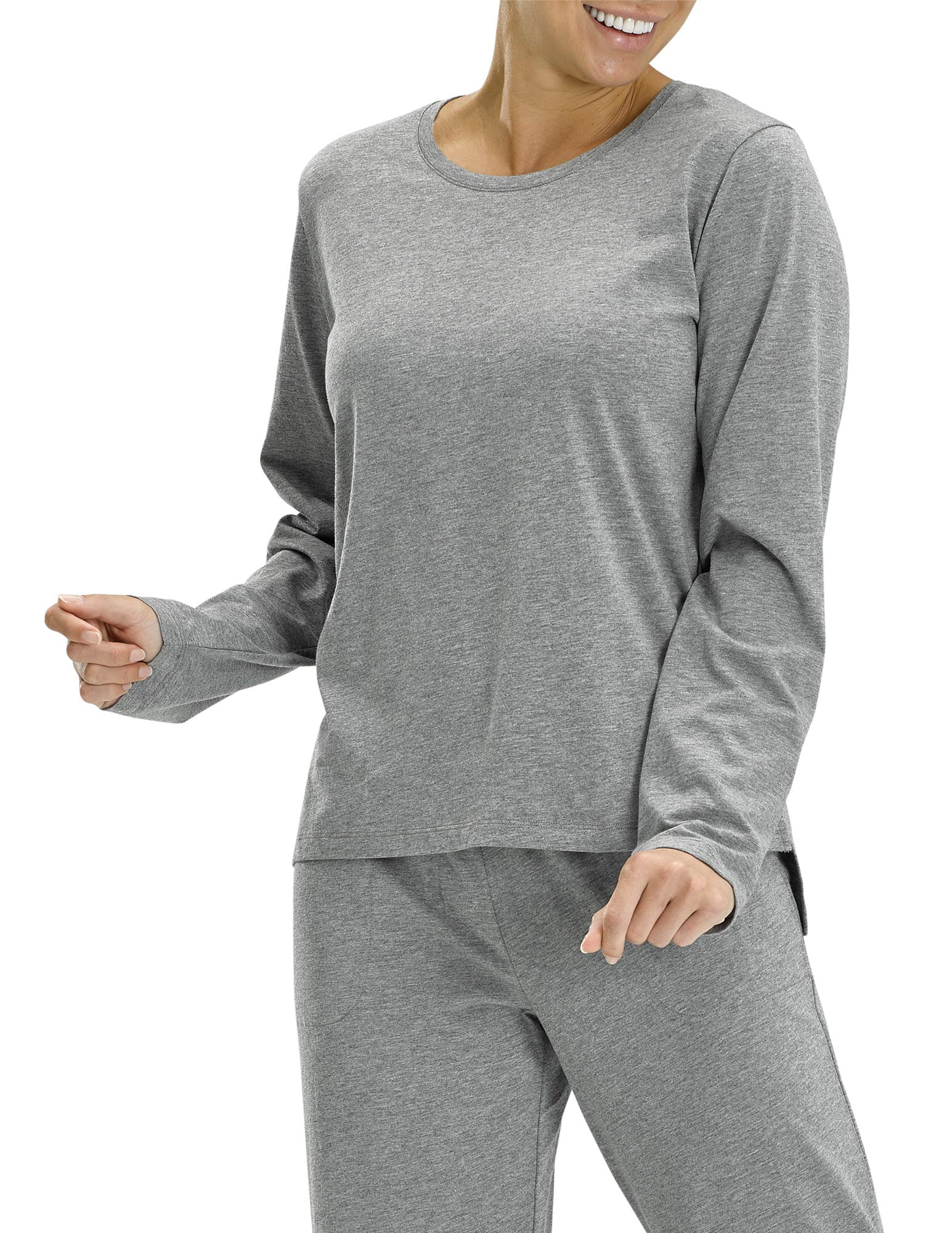 No Nonsense Women's Serene Sleep Long Sleeve Tee Medium Grey Heather XL