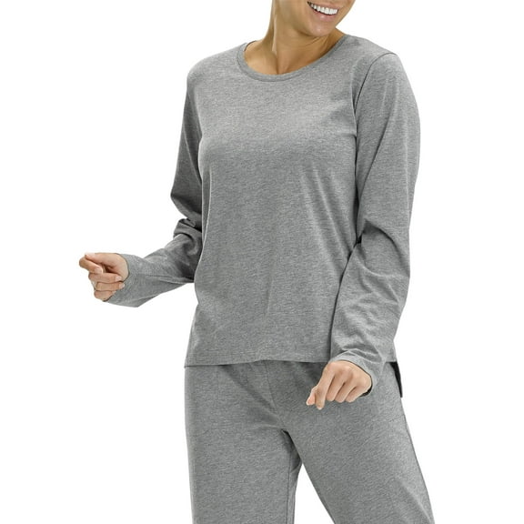 No Nonsense Women's Serene Sleep Long Sleeve Tee Medium Grey Heather XL