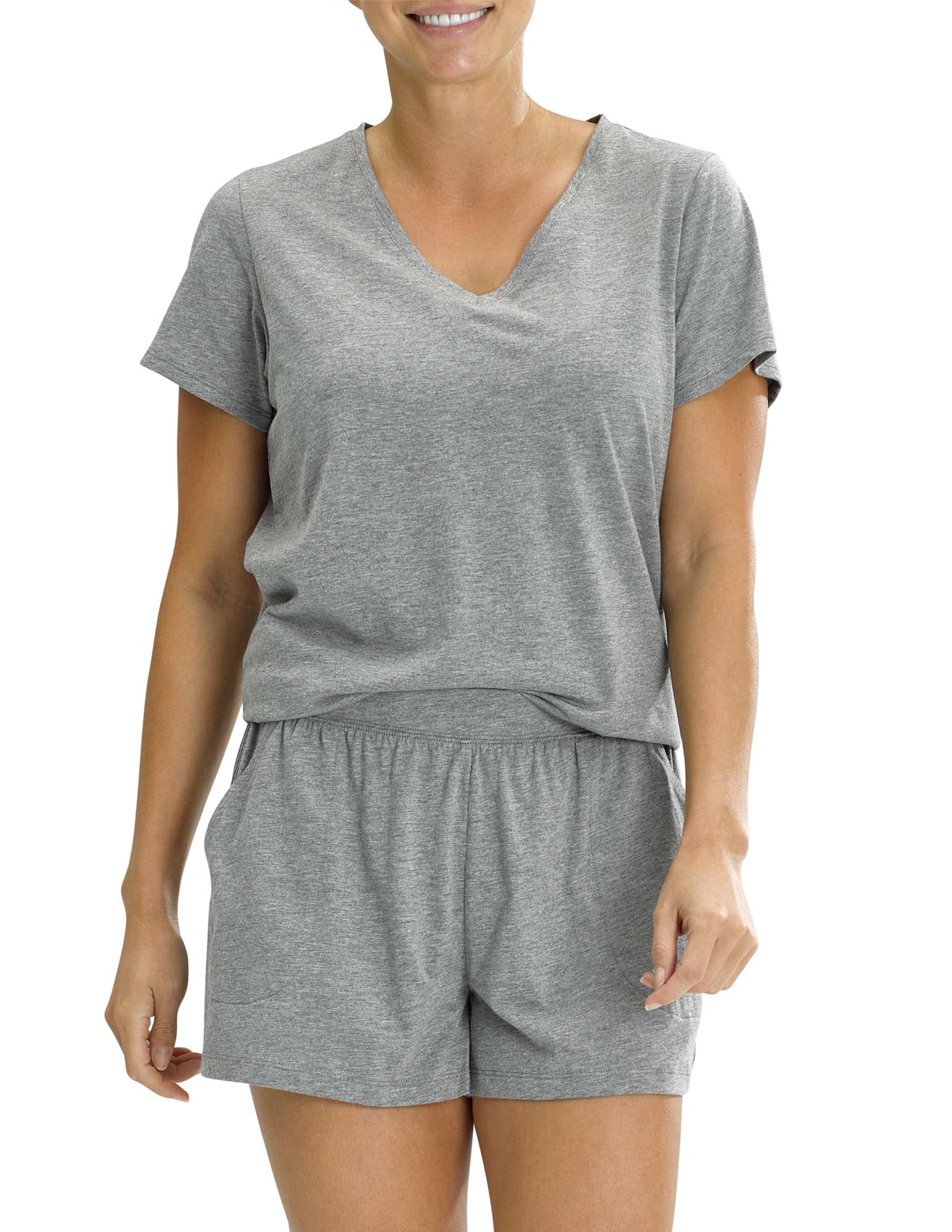 No Nonsense Women's Serene Sleep Short Sleeve Tee Medium Grey Heather S