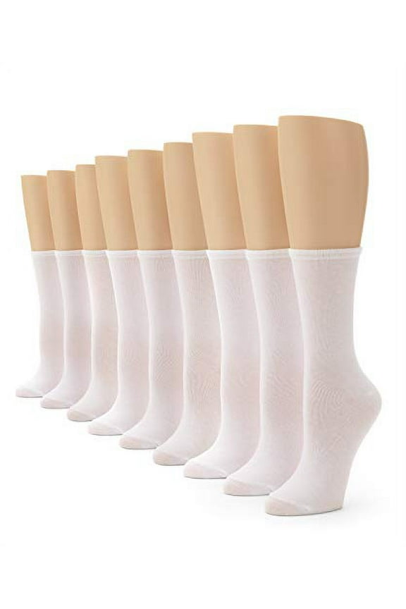 Women's Soft & Breathable Cushioned No Show Sock with Back Tab, White-9 Pair Pack, 4-10