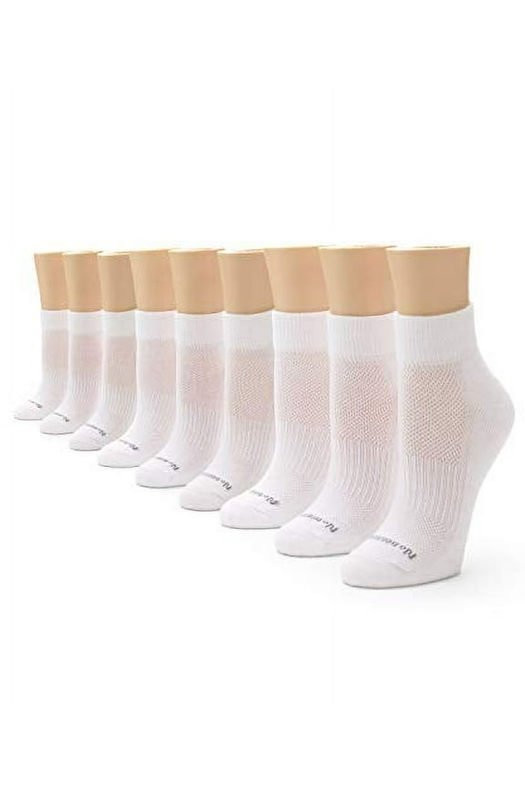 Women's Soft & Breathable Cushioned Quarter Top Sock, White - 9 Pair Pack, 4-10
