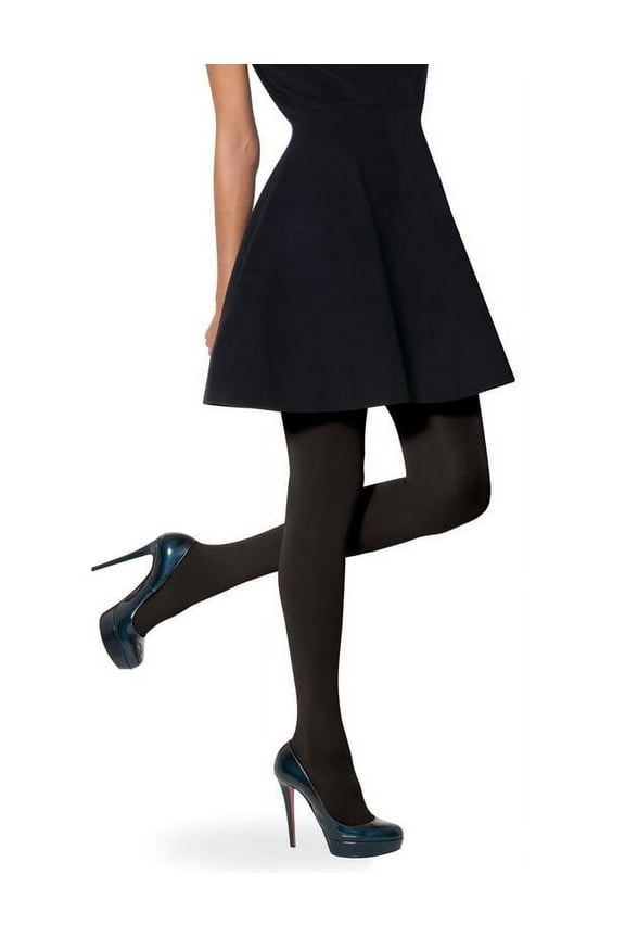 Women's Super Opaque Control Top Tights, Black, X-Large