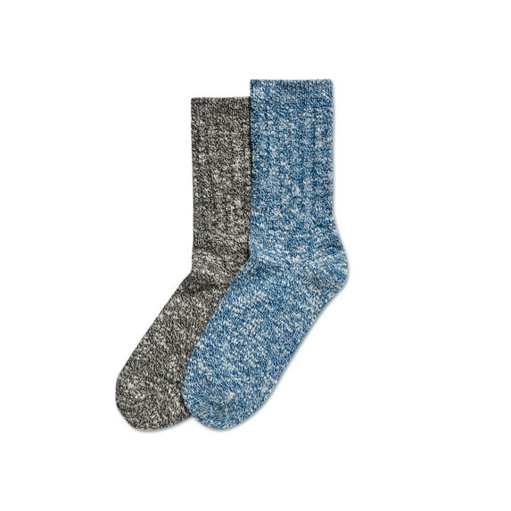 No nonsense Women's Super Soft Marl Slub Crew Sock 2 Pair Pack, Assorted 1, One Size