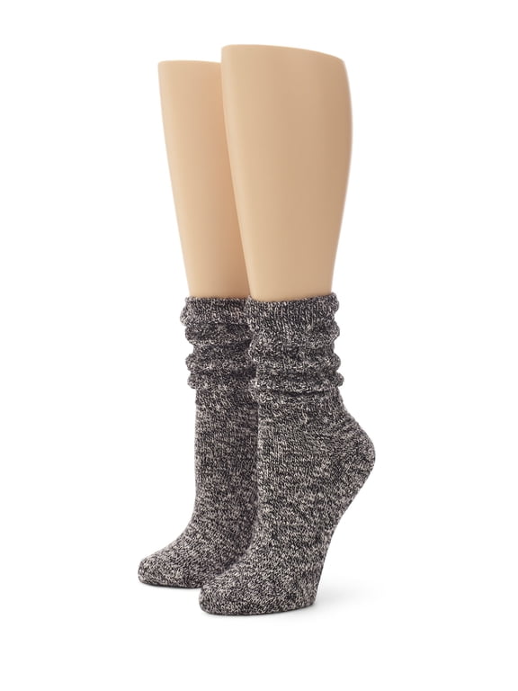 Women's Super Soft Marl Slub Crew Sock 2 Pair Pack, Black Marl, One Size