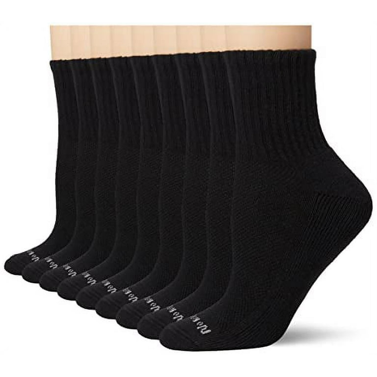 No Nonsense Womens Soft & Breathable Cushioned Mini Crew Socks, Black - 9  Pair Pack, 4-10