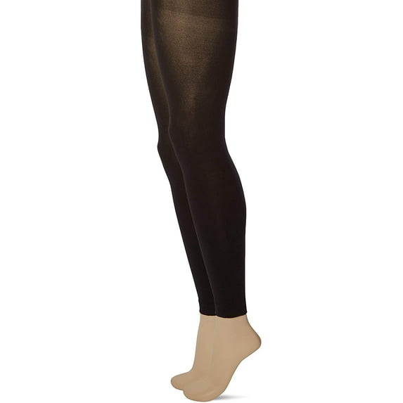 No Nonsense Womens Super Opaque Control Top Footless Tights, Black/Black, XXL