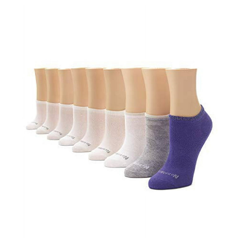 No Nonsense womens Soft and Breathable Mesh No Show Liner Sock, 9 Pair Pack  Socks, Assorted 1: White/Grey/Purple, One Size US 