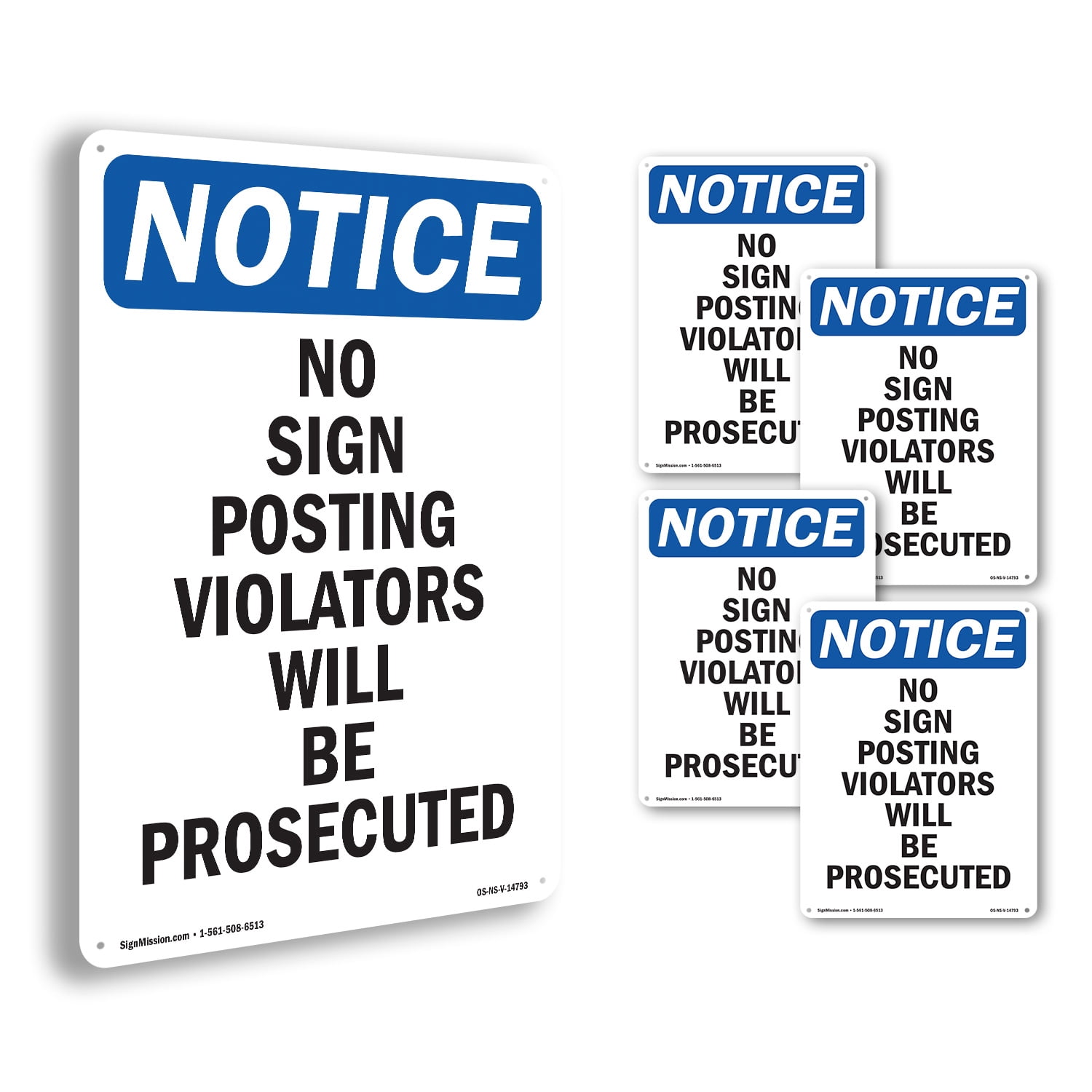 No OSHA Notice Rigid Plastic Sign 24 Inch x 18 Inch - 5 Pack - Walmart.com
