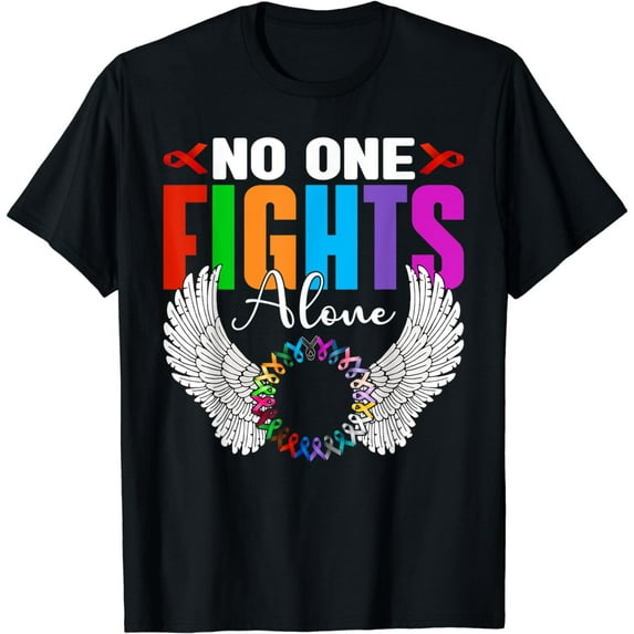No One Fight Alone Angel Wings World Cancer Day Men Women T-Shirt