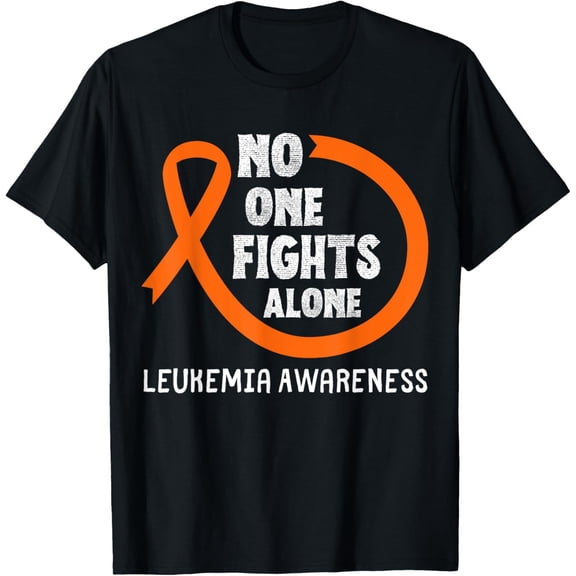 No One Fight Alone Leukemia Awareness Orange Ribbon T-Shirt
