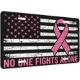 No One Fights Alone Breast Cancer License Plate, Aluminum Front Vanity ...
