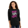 thumbnail image 1 of No One Fights Alone Breast Cancer Women Plus Size Long Sleeve Graphic Tee Brisco Brands 2X, 1 of 5