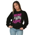 thumbnail image 1 of No One Fights Alone Breast Cancer Women Plus Size Crewneck Sweatshirt Brisco Brands 2X, 1 of 5