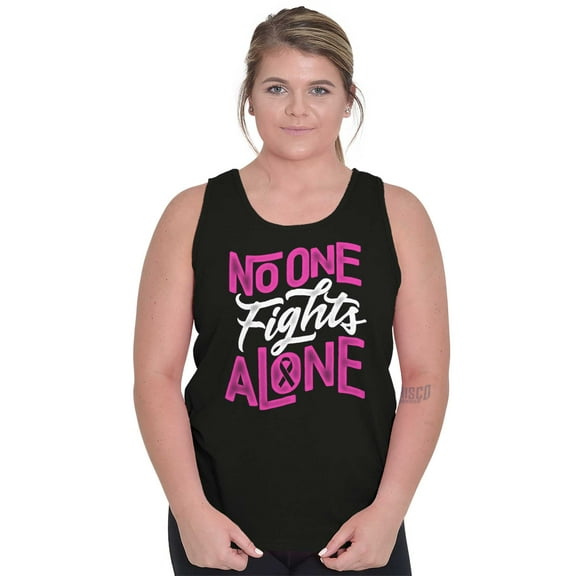 No One Fights Alone Breast Cancer Womens Plus Size Graphic Tank Top Brisco Brands 3X