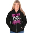 thumbnail image 1 of No One Fights Alone Breast Cancer Womens Plus Size Graphic Zipper Hoodie Brisco Brands 2X, 1 of 5
