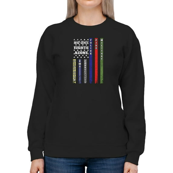 No One Fights Alone Flag Sweatshirt Women -GoatDeals Designs, Female Medium