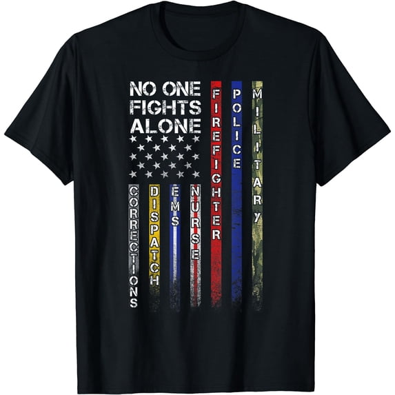 No One Fights Alone Proud Job TShirt Black 4X-Large