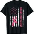 thumbnail image 1 of No One Fights Breast Cancer Alone American Flag Pink Ribbon T-Shirt100% cotton short-sleeved shirt for both men and women, 1 of 6