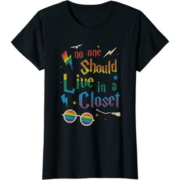 No One Should Liue In A Closet T-shirt LGBT Trans Sunglasses Black Tee