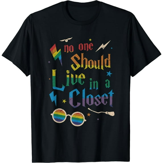 No One Should Live In A Closet LGBTQ Gay Pride Proud Ally T-Shirt Black 4X-Large