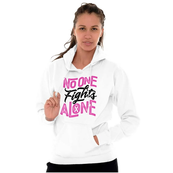 No One fights Alone Breast Cancer Hoodie Sweatshirt Women Brisco Brands L