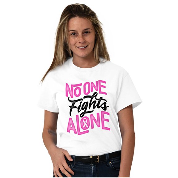 No One fights Alone Breast Cancer Women's Graphic T Shirt Tees Brisco Brands M