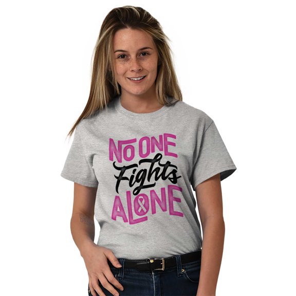 No One fights Alone Breast Cancer Women's Graphic T Shirt Tees Brisco Brands S