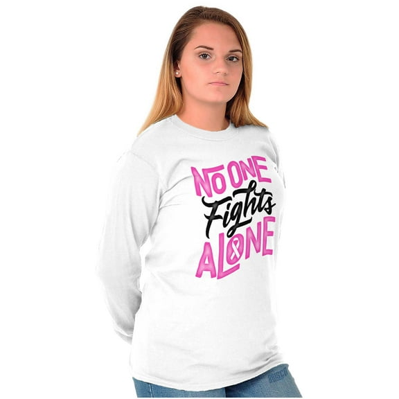 No One fights Alone Breast Cancer Women's Long Sleeve T Shirt Brisco Brands S