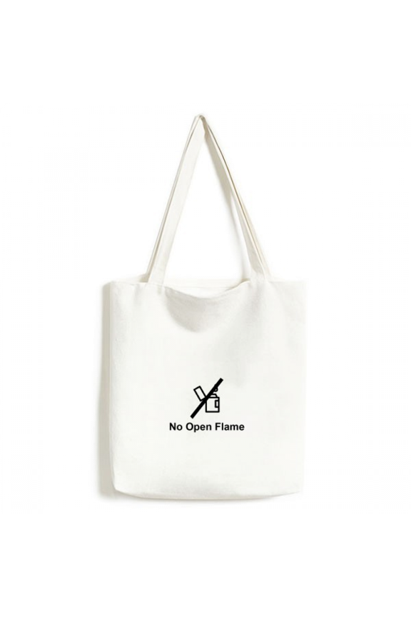 No Open Flame Black Symbol Pattern Tote Canvas Bag Shopping Satchel Casual Handbag