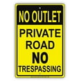 thumbnail image 1 of No Outlet Private Road No Trespassing Restriction Property Alert Caution Warning Notice Aluminum Metal Sign 18"x24" Plate, 1 of 1