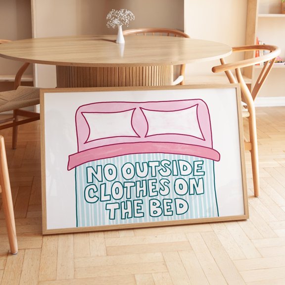 No Outside Clothes Teal Bedroom Typography Wall Art Decor Unframed Paper Print