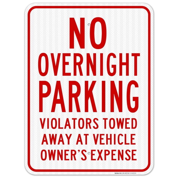 No Overnight Parking Sign,