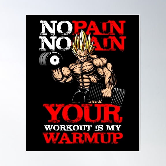 No Pain No Gain Goku'S Gym Poster Wall Art, Modern Wall Decor For Living Room Bedroom, 8x12 UNFRAMED