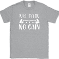 thumbnail image 1 of No Pain No Gain T-Shirt Funny Gym Fitness Lifting Workout Text Tee - Heather Grey, XL, 1 of 1