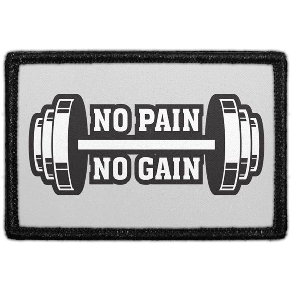 No Pain No | Hook and Loop Attach for Hats, Jeans, Vest, Coat | 2x3 in | by Pull Patch
