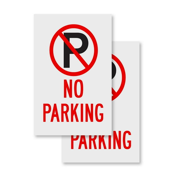 No Parking (2-PACK) 24" x 36" Vinyl Decals | Sign Insert Peel & Stick Decals Stickers Window Signs