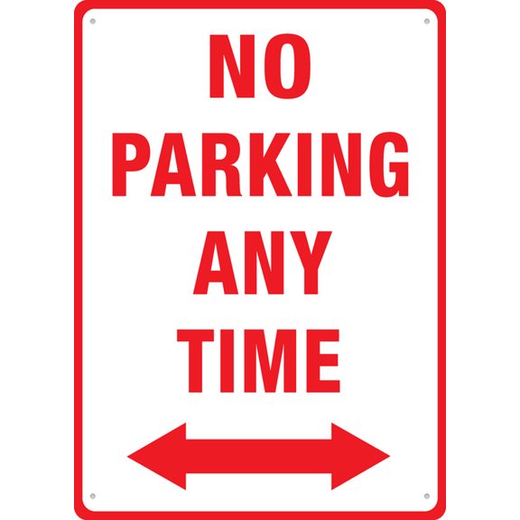 No Parking Any Time Two Way Arrow Sign Signs Outdoor, Uv Printed Aluminum 12 X 8 In, Weatherproof And Security Signs For Home Or Business