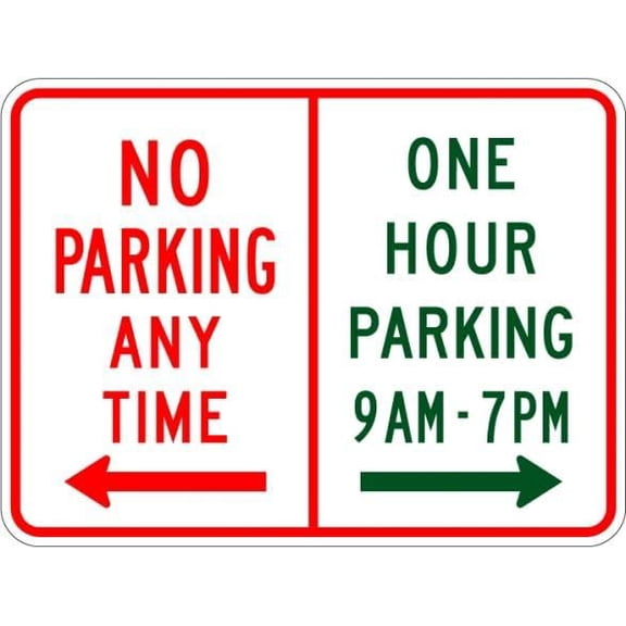 No Parking Anytime/One Hour Parking Sign Parking Signs Metal - Caution Safety Warning Security Signs Indoor & Outdoor Size: 12 x 16 inch