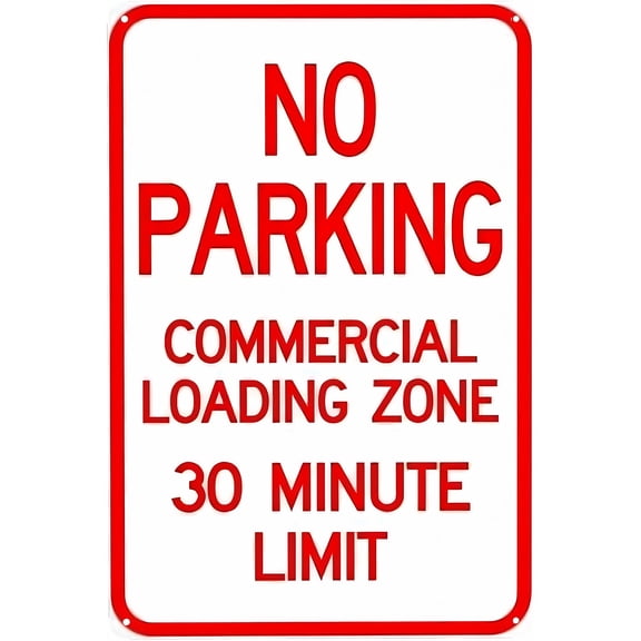 No Parking-Commercial Loading Zone Tin Sign - 8"x12" Vintage Metal Warning Sign, Commercial Loading Decor for Home Farm Bar Coffee Shop Club Wall