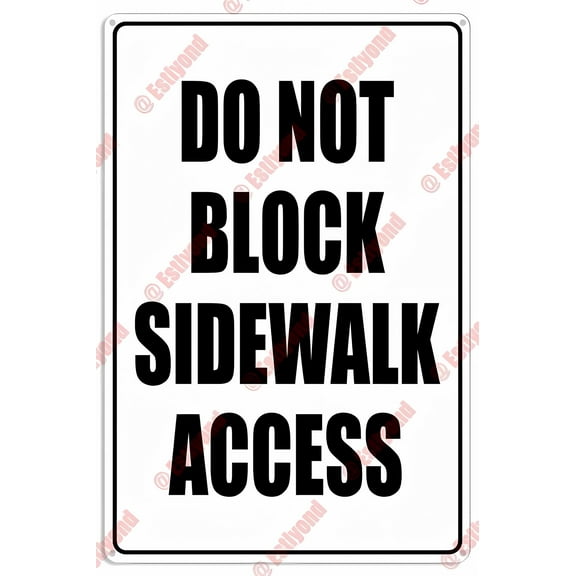 No Parking Do Not Block Sidewalk Aluminum Sign - 8"x12", Caution Warning Decor for Streets, Residential Areas