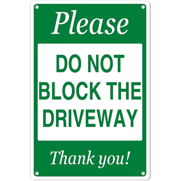 No Parking Driveway Sign, Please Do Not Block The Driveway, Rust-Free Aluminum, Weatherproof, 12 x 8 Inches, Easy to Mount for Indoor or Outdoor Use