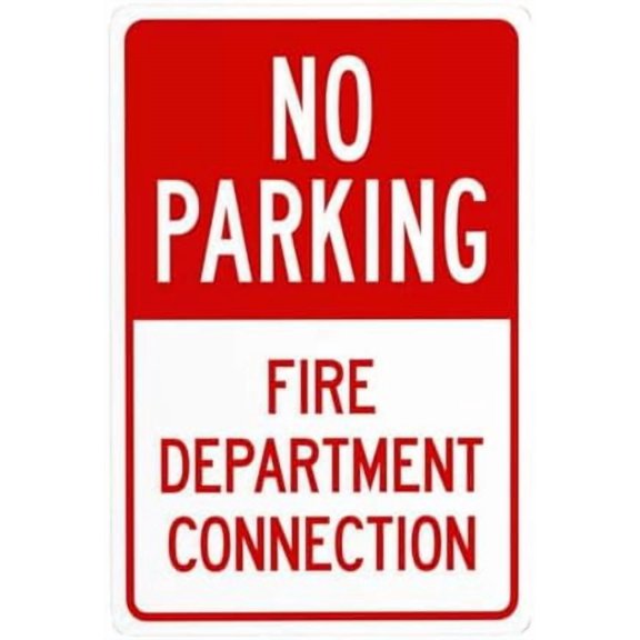 No Parking Fire Department Connection Metal Warning Signs, Cautions Tin Sign, Posted Signs for Street Business Wall Decor 8 x 12 Inch